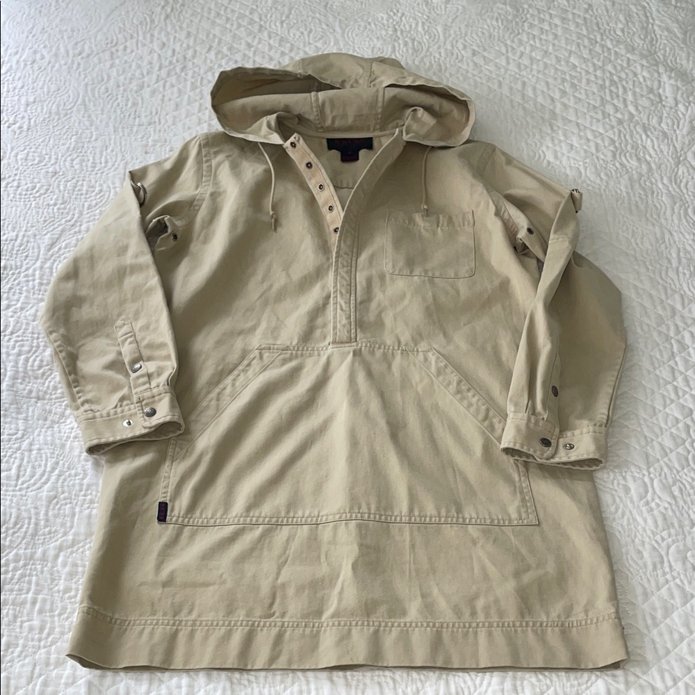 Ralph Lauren Tartan Label Khaki Hooded Tunic Anorak Popover Smock. Size M